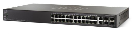 Cisco SG500-28P-K9-AU 24-port PoE+ L3 switch with black housing