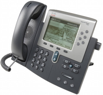 Cisco CP-7962G | 6-line VoIP desk phone | 5" backlit LCD (320×222) | 2x 10/100 switch + PC port | PoE 802.3af Class 3 | SIP/SCCP | wideband G.722