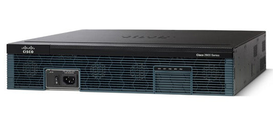 Cisco 2951 ISR G2 router with 3x 1G ports, black and gray design