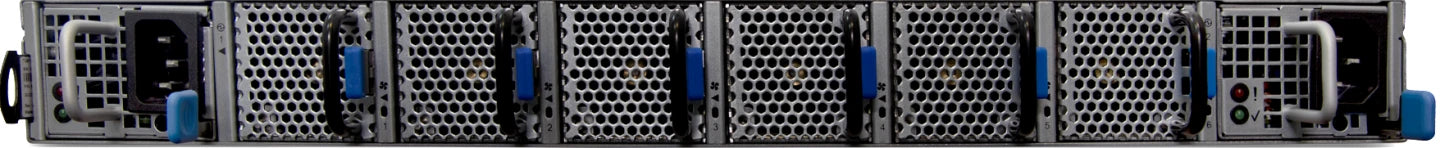 Gray nvidia 920-9b110-00fh-0m1 100gbe long-haul switch with blue handles and perforated metal front panels