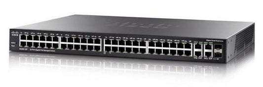 Cisco SG350-52P-K9-AU | 48x 1G PoE+ access, 4x 1G SFP uplinks, L2/L3 static routing, perpetual license