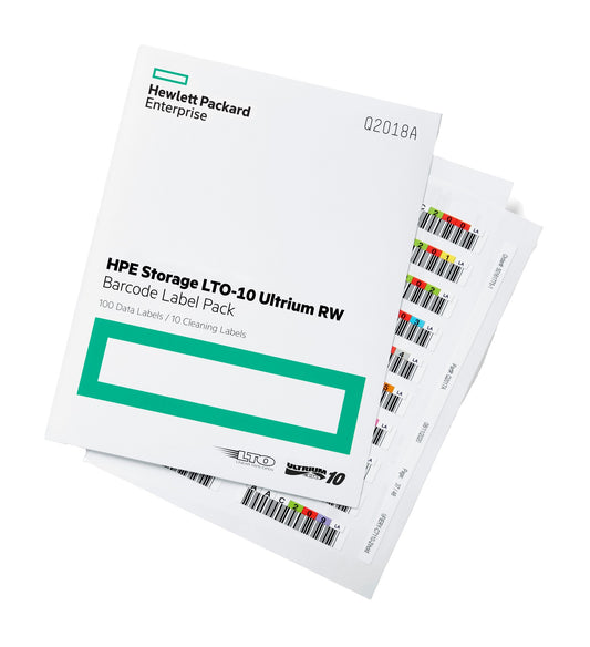 HPE Q2018A | Ultrium LTO-10 RW barcode label pack | pre-printed sequential library labels | high-contrast archival stock