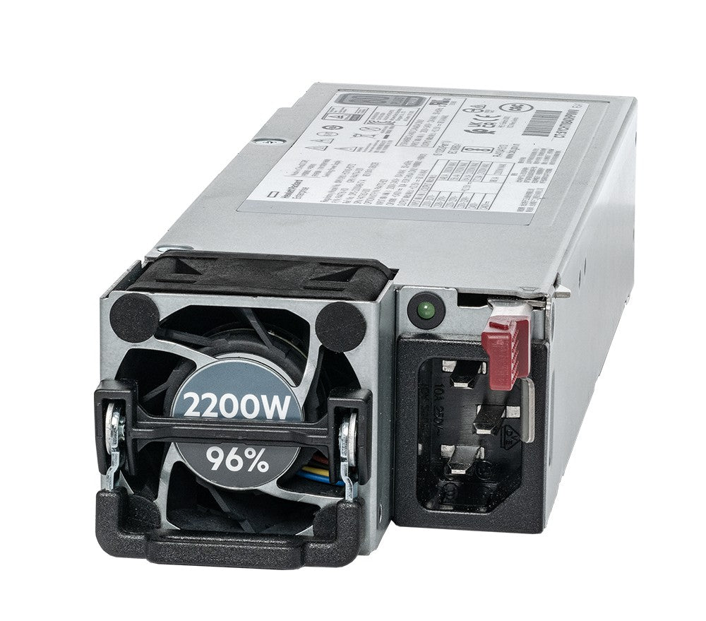 Silver 2200w hpe p44712-b21 flex slot titanium power supply with black fan and red power switch for redundancy