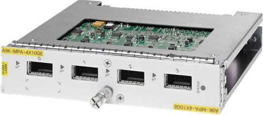 Cisco A9K-MPA-4X10GE 4x10GE MPA module with green PCB and silver housing