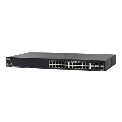 Cisco SG350X-24MP-K9-AU | 24x 1G PoE+ access, 4x 10G SFP+ uplinks, stacking, L2/L3 static routing, perpetual license
