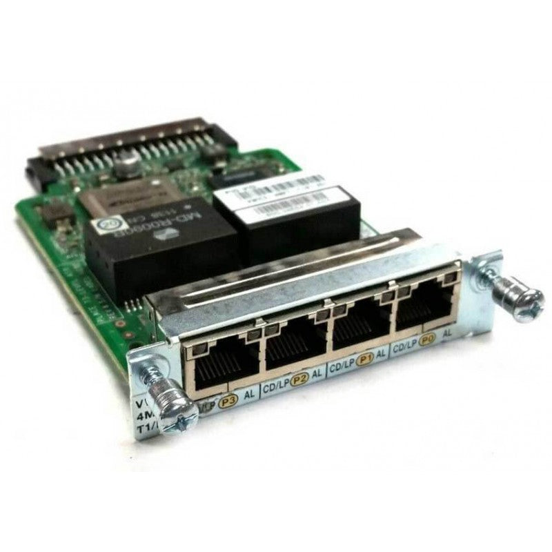 Cisco VWIC3-4MFT-T1-E1 | 4x T1/E1 MFT RJ-48C, Nx64k channelized, ISDN PRI/PPP/FR; T1 ESF/B8ZS | E1 CRC4/HDB3; EHWIC for ISR G2