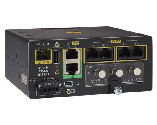 Cisco IR1101-K9 | Industrial router | SD-WAN capable | optional LTE (dual SIM) | Ethernet WAN/LAN | wide temp -40–60°C | DIN-rail/wall mount