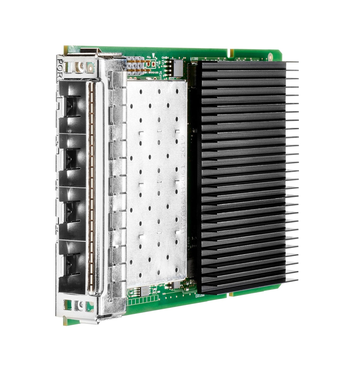HPE P41614-B21 green circuit board with black heatsink and silver ports
