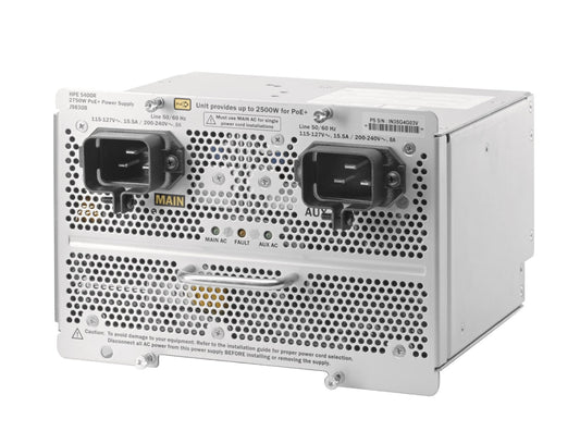 Aruba J9830B | 5400R zl2 PSU | 2750W PoE+ (802.3at), hot-swap, AC 100–240V, N+1 redundancy