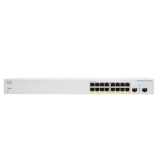 Cisco CBS220-16P-2G-AU | 16x 1G, PoE+ 802.3af/at on all access ports, 2x 1G SFP uplinks, Smart L2