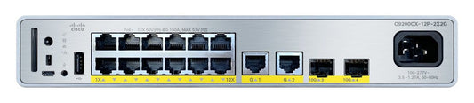 Cisco C9200CX-12P-2X2G-E | 12x 1G PoE+ (240W) compact switch, 2x 10G SFP+ & 2x 1G SFP uplinks, Essentials license