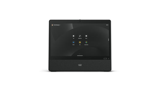Cisco CS-DESK-C-K9 | 24-inch FHD touch display | integrated HD camera + mic array | stereo speakers | USB-C BYOD | dual-band Wi‑Fi + GbE | Bluetooth | color: Carbon Black