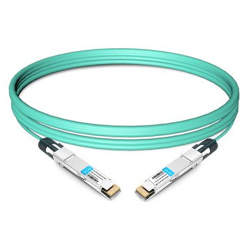 NVIDIA QSFP-DD 400G AOC teal fiber optic cable with silver black connectors 3m