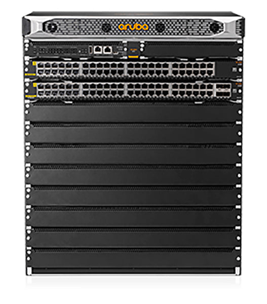 HPE JL741A Aruba black rackmount switch with 12x 1G PoE+ ports and 4x 10G SFP+ uplinks
