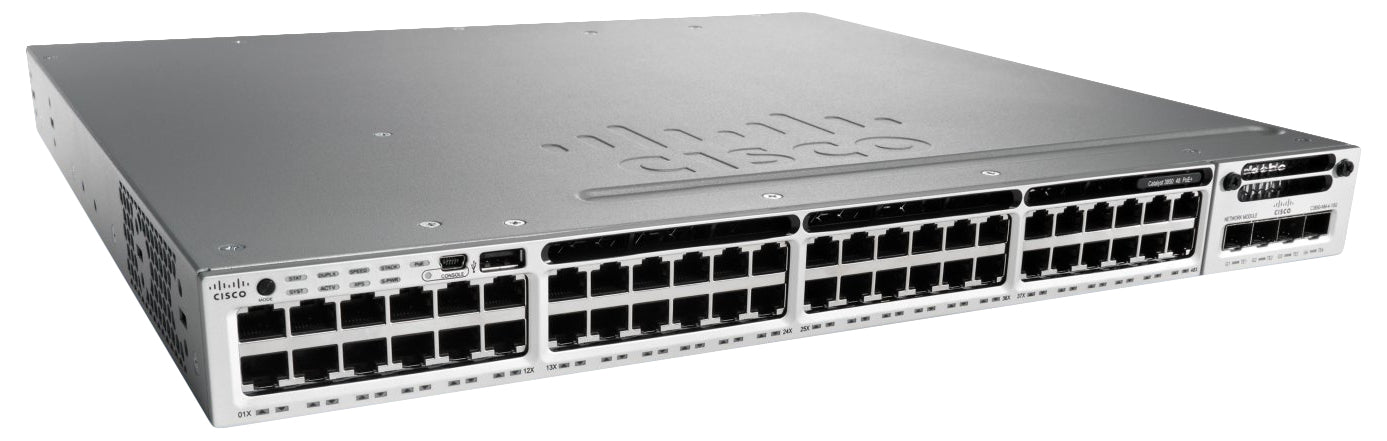 Cisco WS-C3850-48F-E | 48x 1G, PoE+, modular uplinks 4x1G/2x10G/4x10G, IP Services