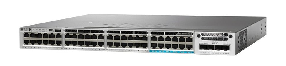 Cisco Catalyst 9300 48-port UPOE Switch with Black Ports and Silver Body