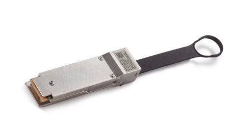 NVIDIA 980-9I17L-00E000 QSFP28 100G SR4 silver transceiver with black handle