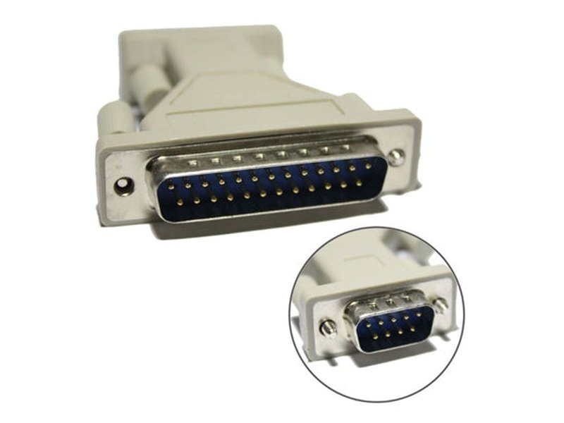 Cisco 29-4043-01 RS-232 DB25 male to DB9 male adapter with beige housing