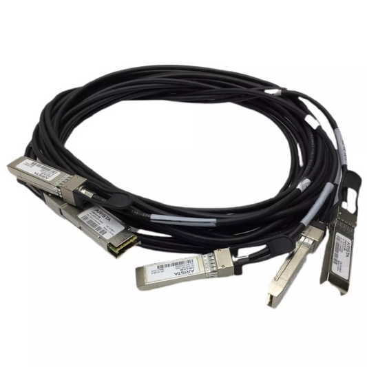 Arista CAB-Q-S-1M | 4x10G | QSFP+↔4xSFP+ | 40GBASE-CR4 breakout | n/a | 1m | passive twinax DAC