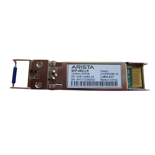 Arista SFP-25G-LR 25GbE SFP28 transceiver, 1310nm, 10km SMF, LC duplex