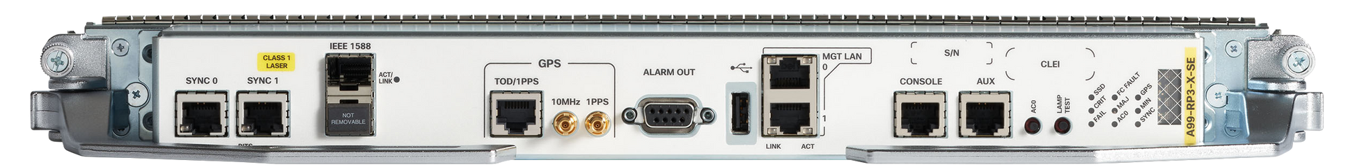 Cisco ASR 9900 RP3-X SE router with multiple ports and yellow label