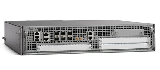 Cisco ASR1002X-SB router with silver body, black ports, and mesh panel