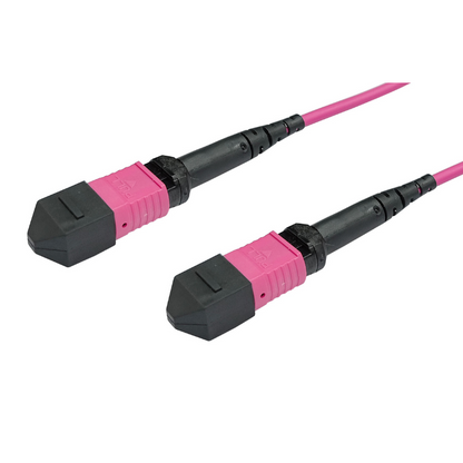 Pink and black waterproof MPO female to female OM4 12-core fiber optic cable connector