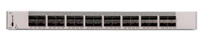 Cisco C9550-32C 32-port 100G Layer 3 switch with sleek white metal chassis and multiple ethernet ports