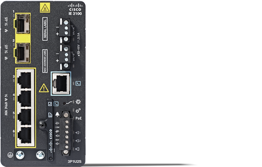 Cisco IE-3100-3P1U2S-E | 4x 1G RJ-45 (3x PoE+ 802.3at, 1x 4PPoE/UPoE 802.3bt), 2x 1G SFP uplinks, Network Essentials