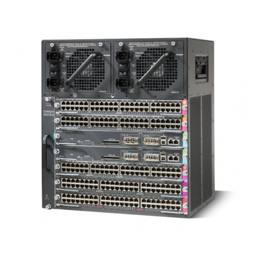 Cisco WS-C4507R+E | 7‑slot modular chassis | 11U rack | dual‑supervisor capable | 2x PSU bays | front‑to‑back airflow | E‑Series linecard support