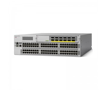 Cisco N9K-C93128TX-FA-L3 switch with silver chassis and black ports
