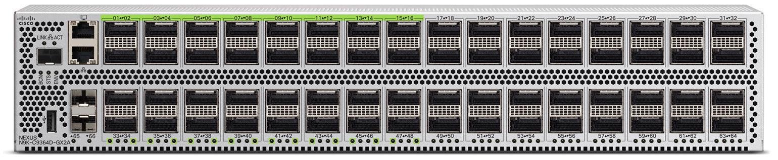 Cisco N9K-C9364D-GX2A black and silver 64-port 400G network switch