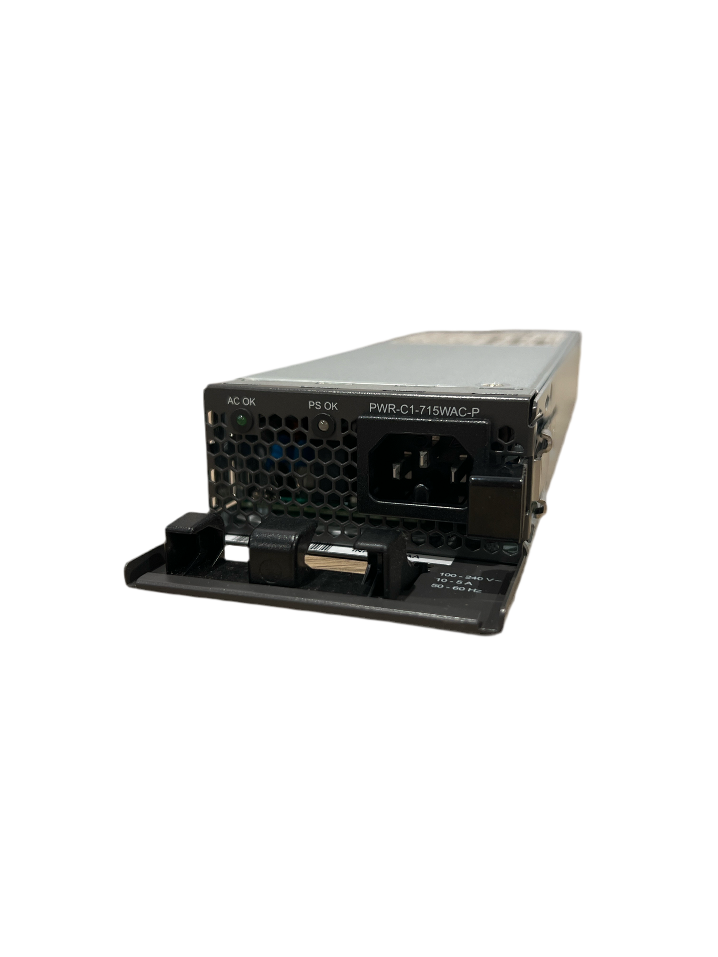 Cisco PWR-C1-715WAC-P 715W AC PSU with black case, multiple ports, and large fan