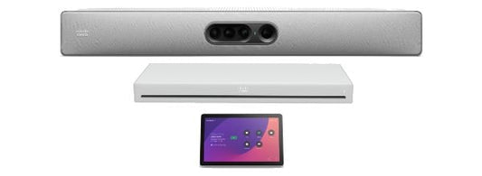 Sleek Sonos silver soundbar with dual speakers for Cisco Room Kit EQ VC system