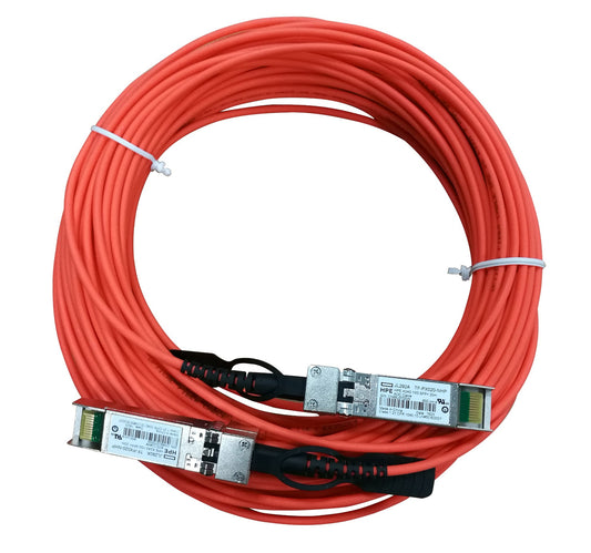 HPE JL292A 10G SFP+ AOC 20m orange fiber cable with black connectors