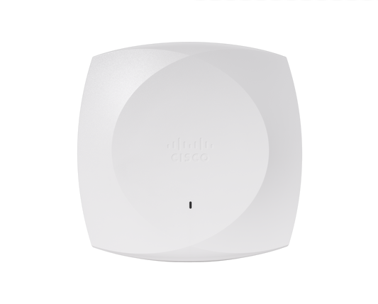 White cisco meraki cw9171i-rtg wi-fi 7 tri-band access point with sleek rounded square design and 6.1 gbps speed
