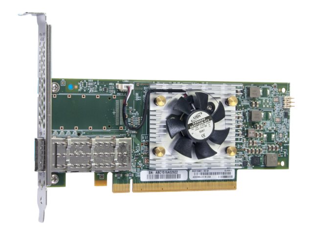 Cisco UCSC-PCIE-QS100GF green circuit board with silver components and black fan