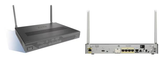 Cisco C881SRSTW-GN-A-K9 SMB router with dual antennas and Ethernet ports