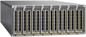 Cisco N5696-8FEX-10GT-P1 silver server rack with black yellow accents