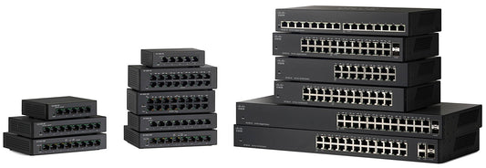 Cisco SF112-24 unmanaged switch with 24x 10/100 FE ports and 1G uplinks