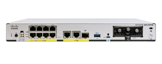 Cisco C1112-8PWE ISR 1100 router with 8 PoE+ LAN ports, silver design
