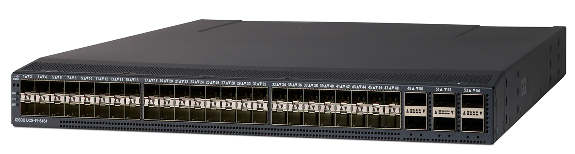 Cisco HCI-FI-6454-M6 black switch with 54x 10/25G SFP28 ports