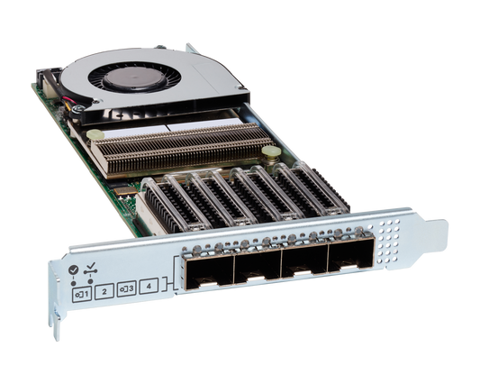 Cisco HX-PCIE-C25Q-04 silver server rack with 4x10/25G SFP28 ports and fan