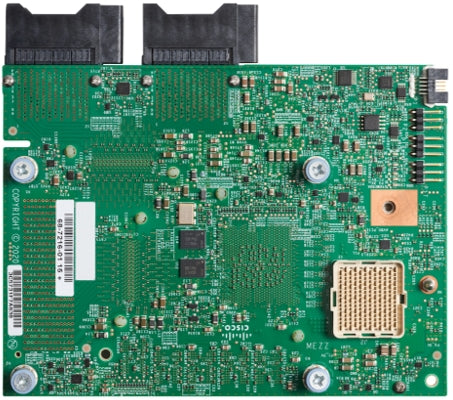 Cisco UCS VIC 1485 4x25G mezzanine card with green circuit board and processor