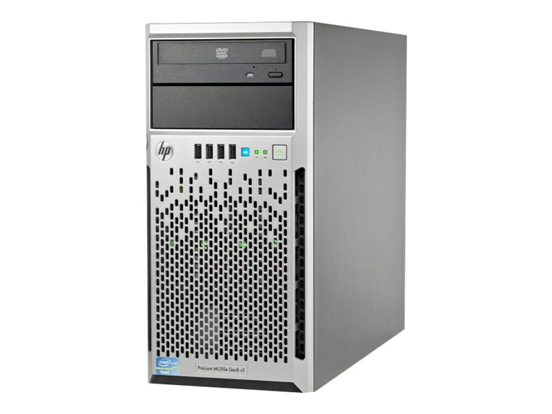 HPE HPE-ML310E-G8-V2 | Tower server | 1-socket Xeon E3 v3 | 4 DIMM DDR3 ECC UDIMM up to 32GB | 4x LFF or 8x SFF bays | SATA B120i, optional Smart Array | 2x 1GbE | iLO 4 | 350W non-hot-plug or optional redundant PSU