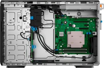 Dell latitude 5430 laptop with silver chassis showing green motherboard and black cables for poweredge t360 server setup