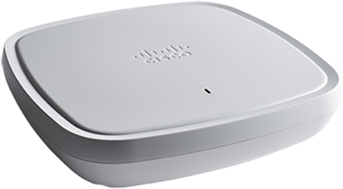 White cisco c9130axi-z wireless access point with sleek rounded design dual band wifi 6 internal antennas poe plus