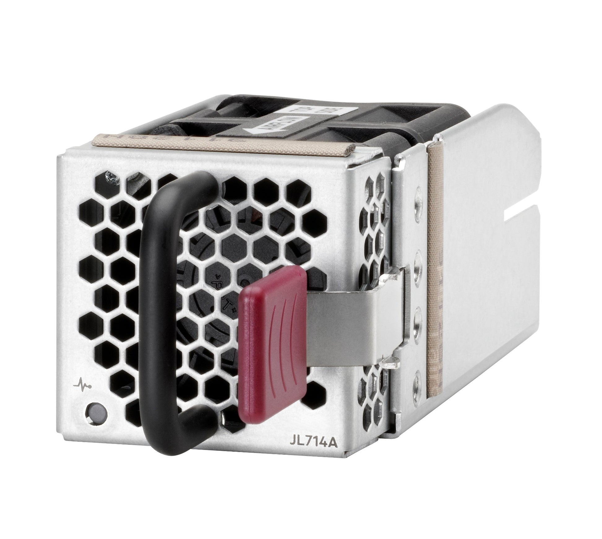 Aruba JL714A switch fan module with silver black honeycomb PSU and red handle