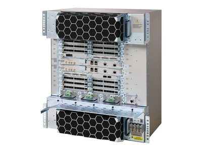 Cisco Nexus 9018 switch with black hexagonal grille and silver chassis