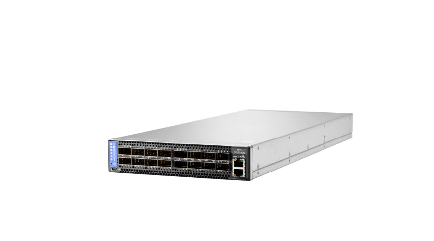 HPE Q2F24A silver server rack with black ports on white background